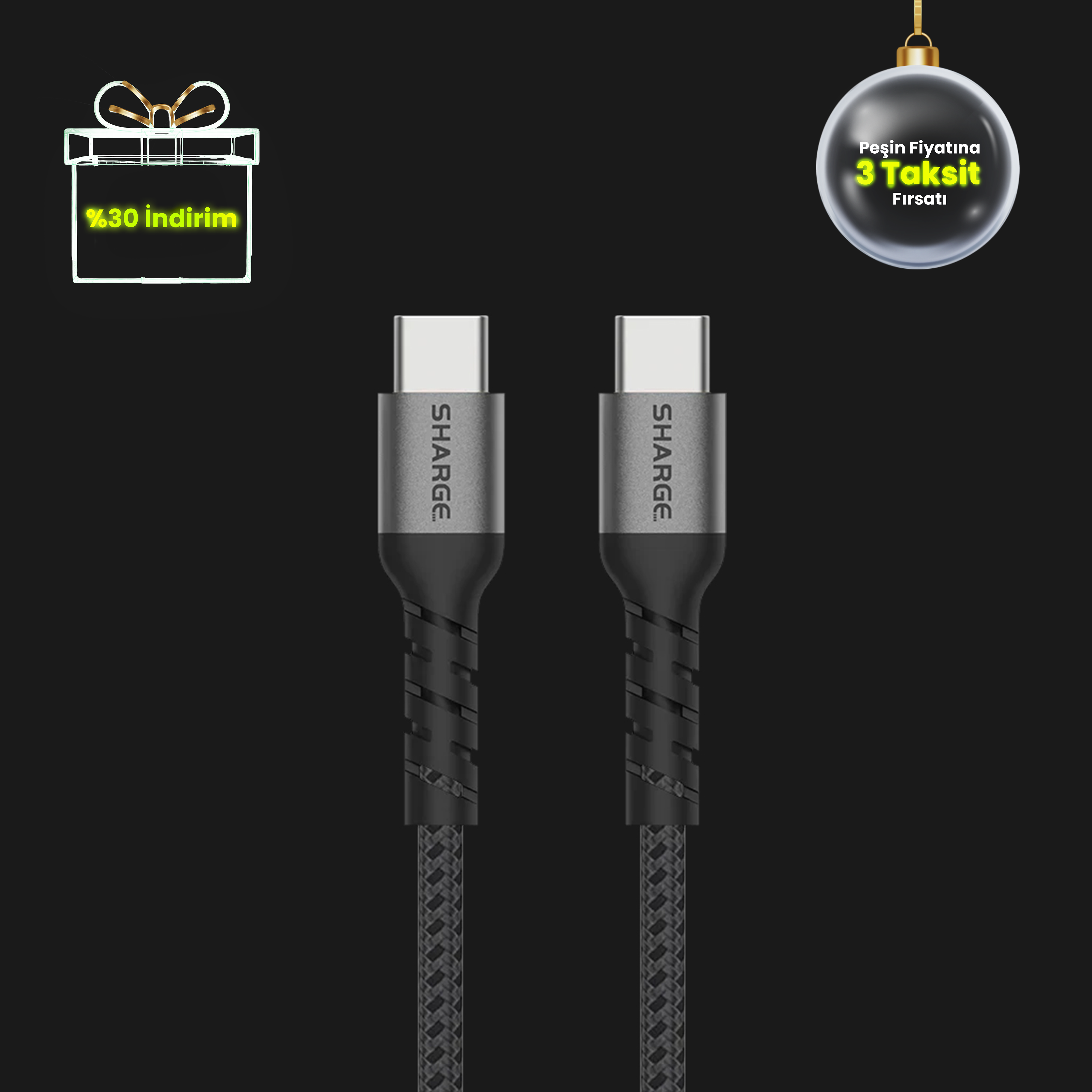 Örgülü USB-C to USB-C 240W Hızlı Şarj Kablosu