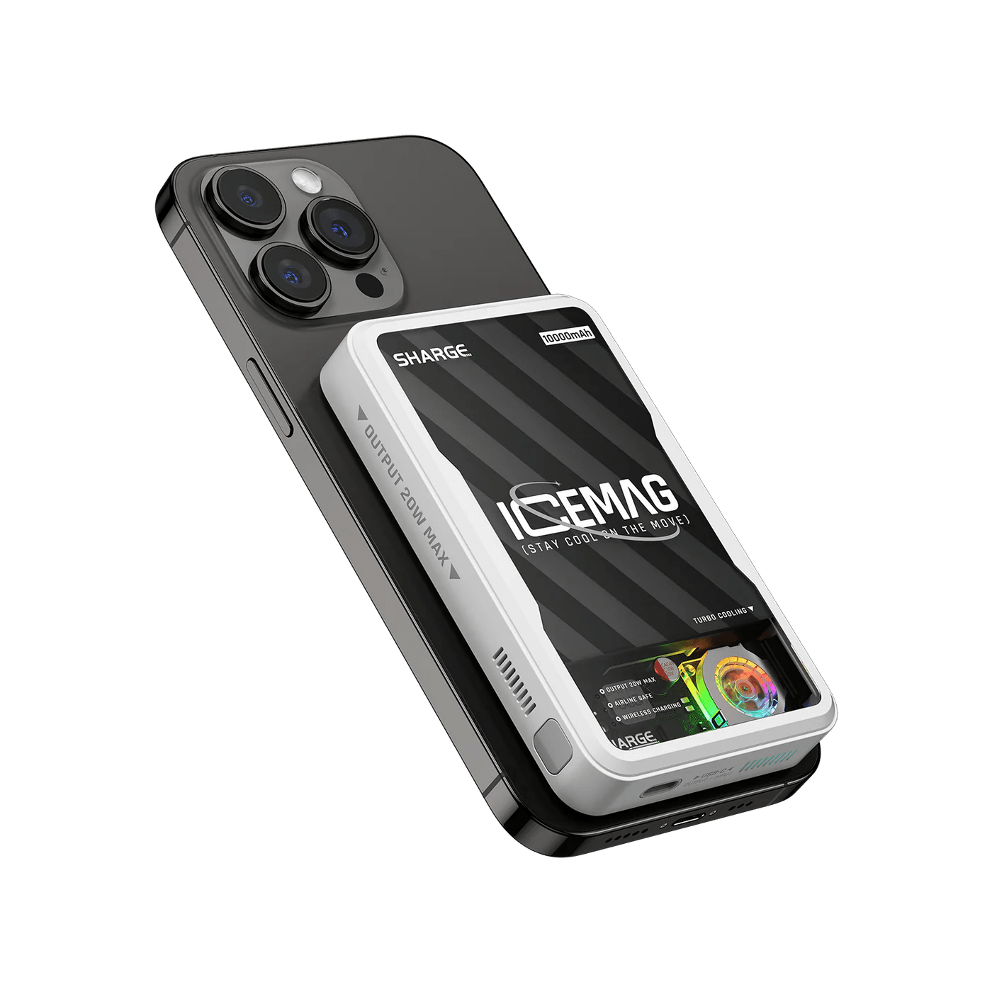 Şeffaf gövdeli RGB ışıklı kablosuz powerbank modeli