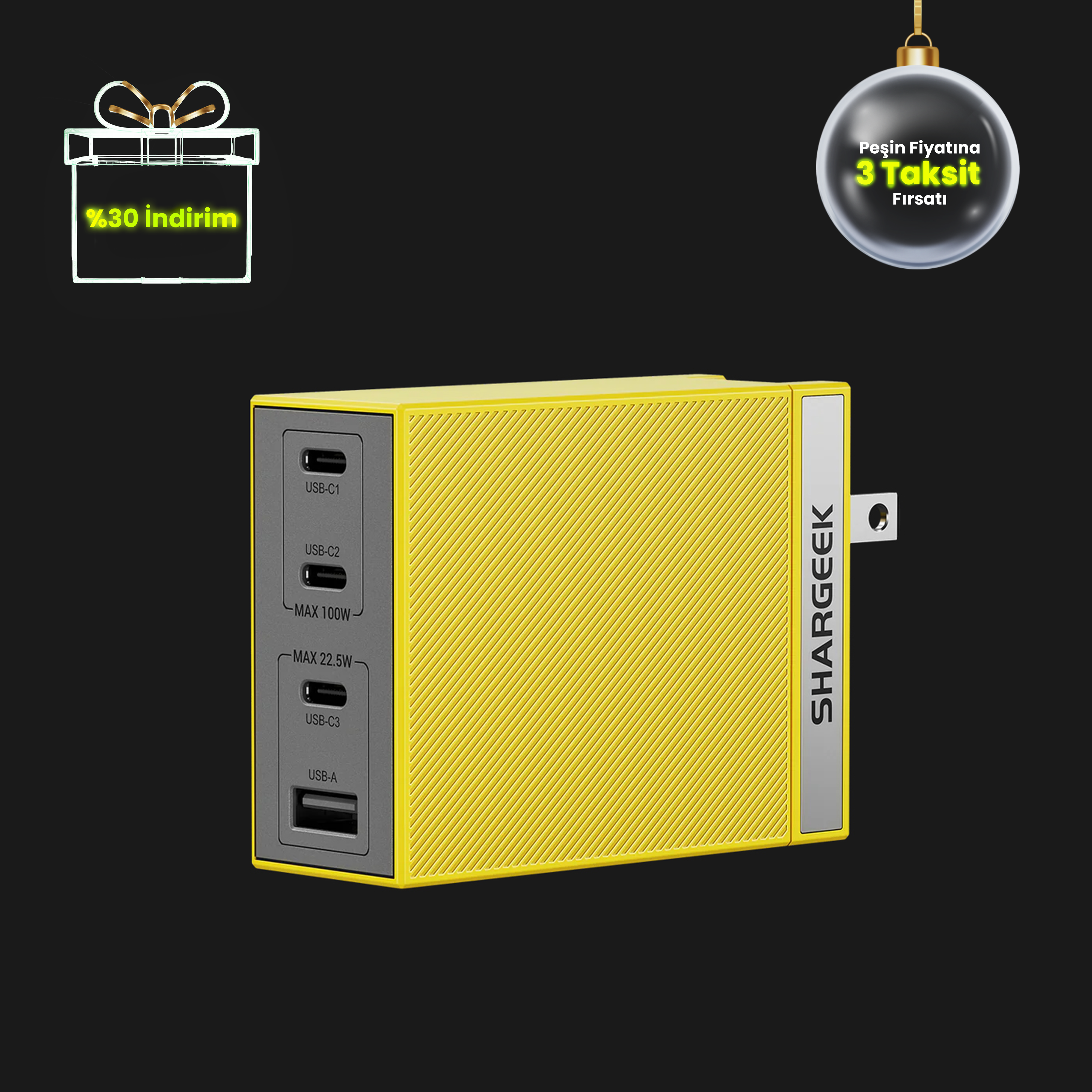 100W Pro USB-C GaN Hızlı Şarj Cihazı