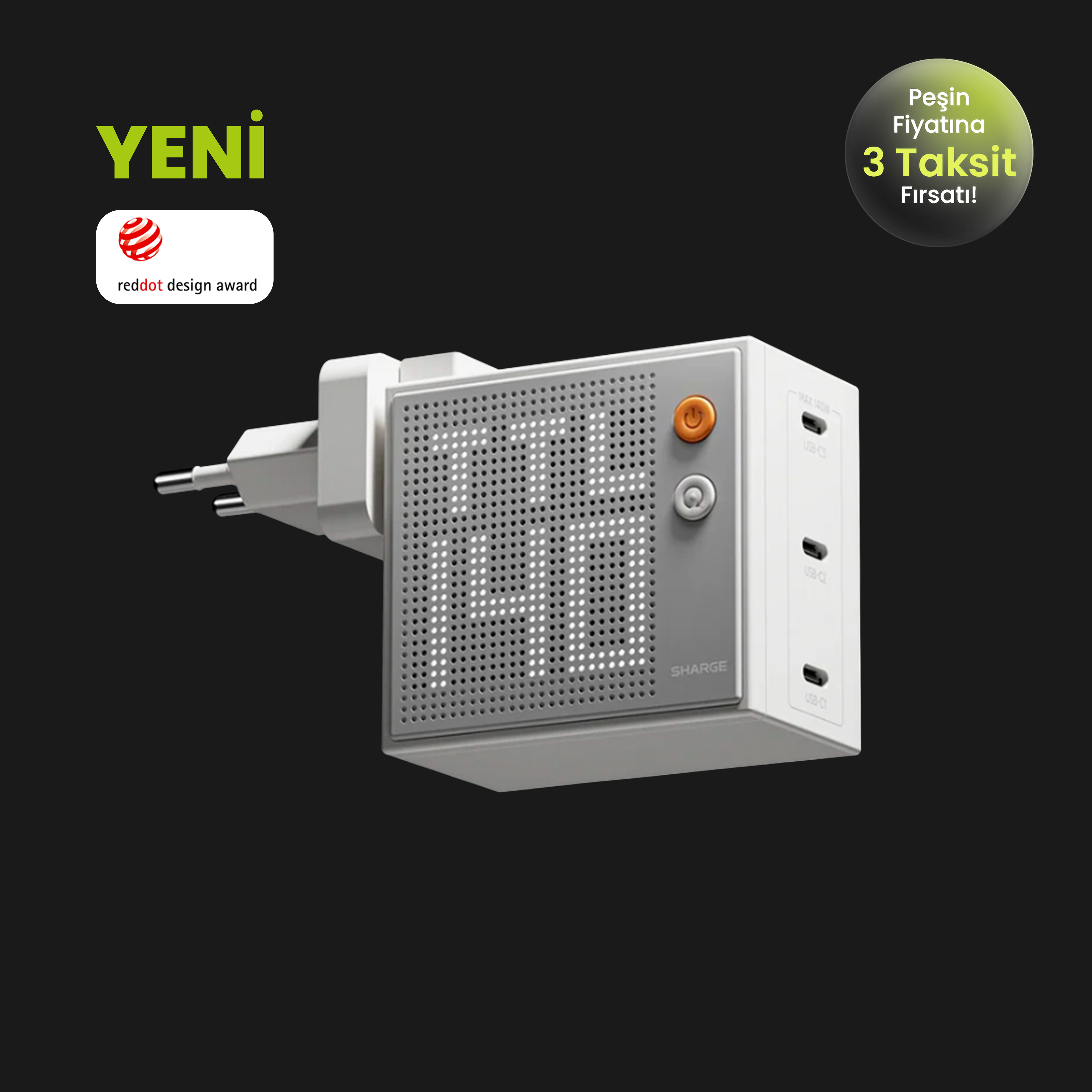 Pixel 100W / 140W - PD 3.1 3xUSB-C GaN Hızlı Şarj Cihazı