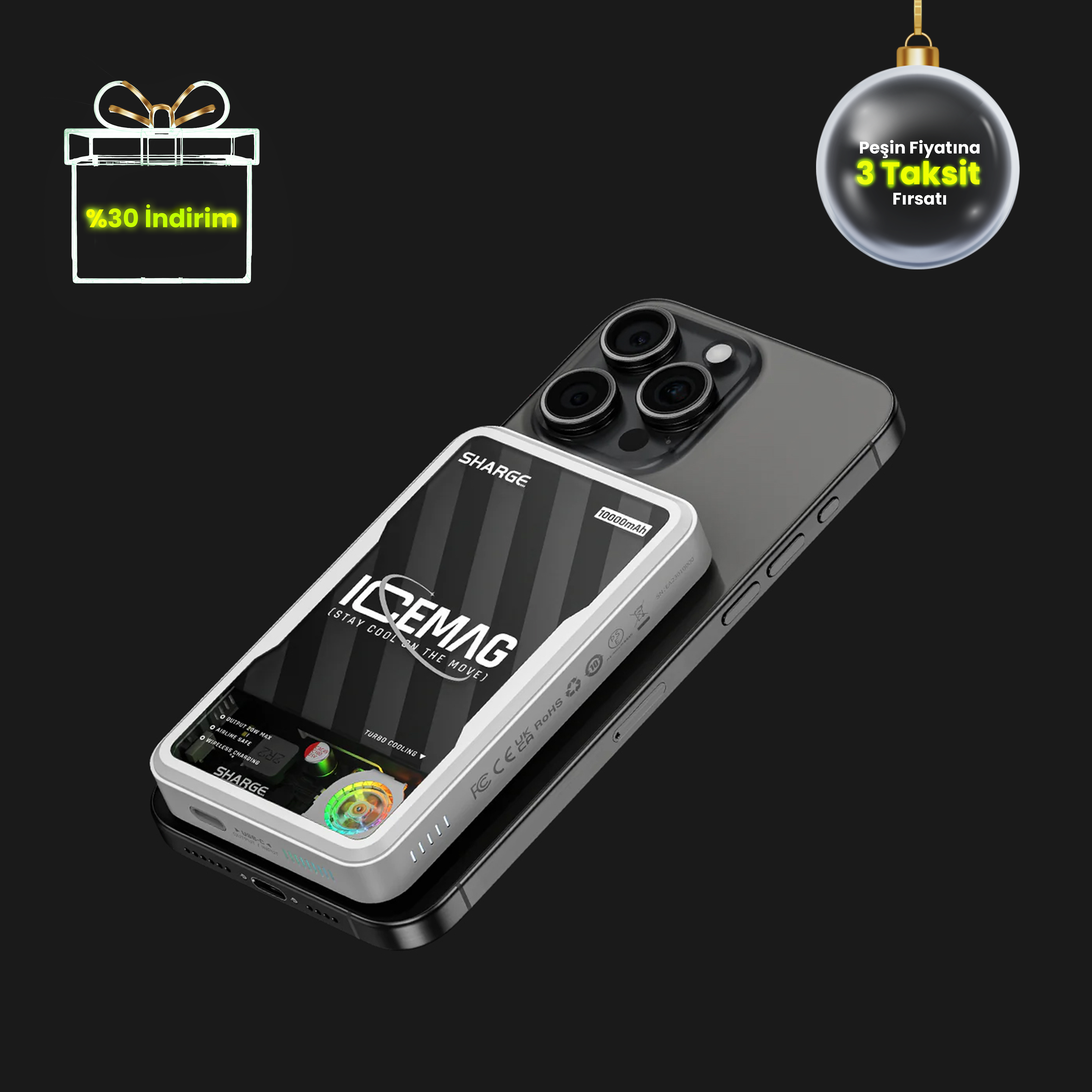 ICEMAG - Aktif Soğutmalı Manyetik Kablosuz PowerBank