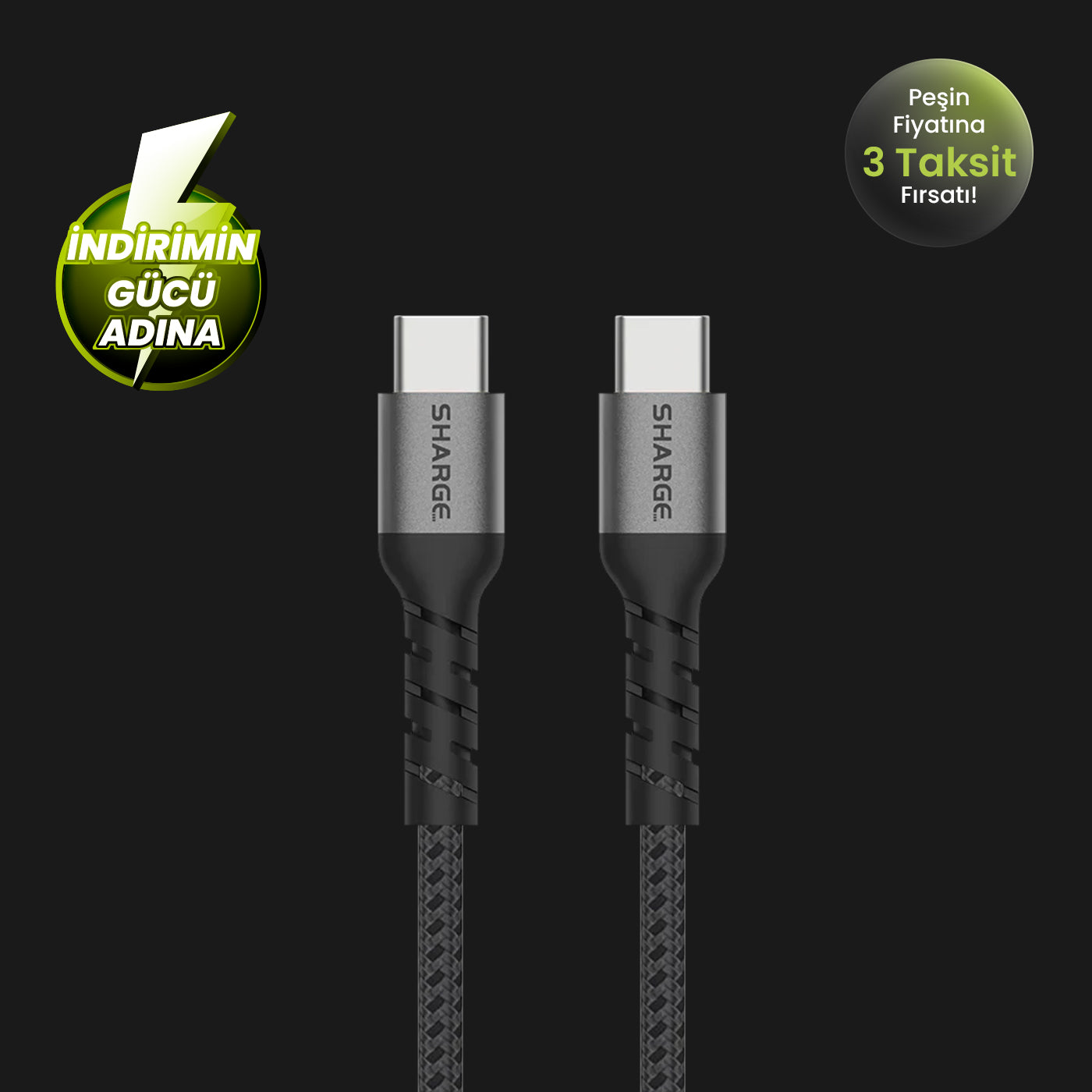 Örgülü USB-C to USB-C 240W Hızlı Şarj Kablosu