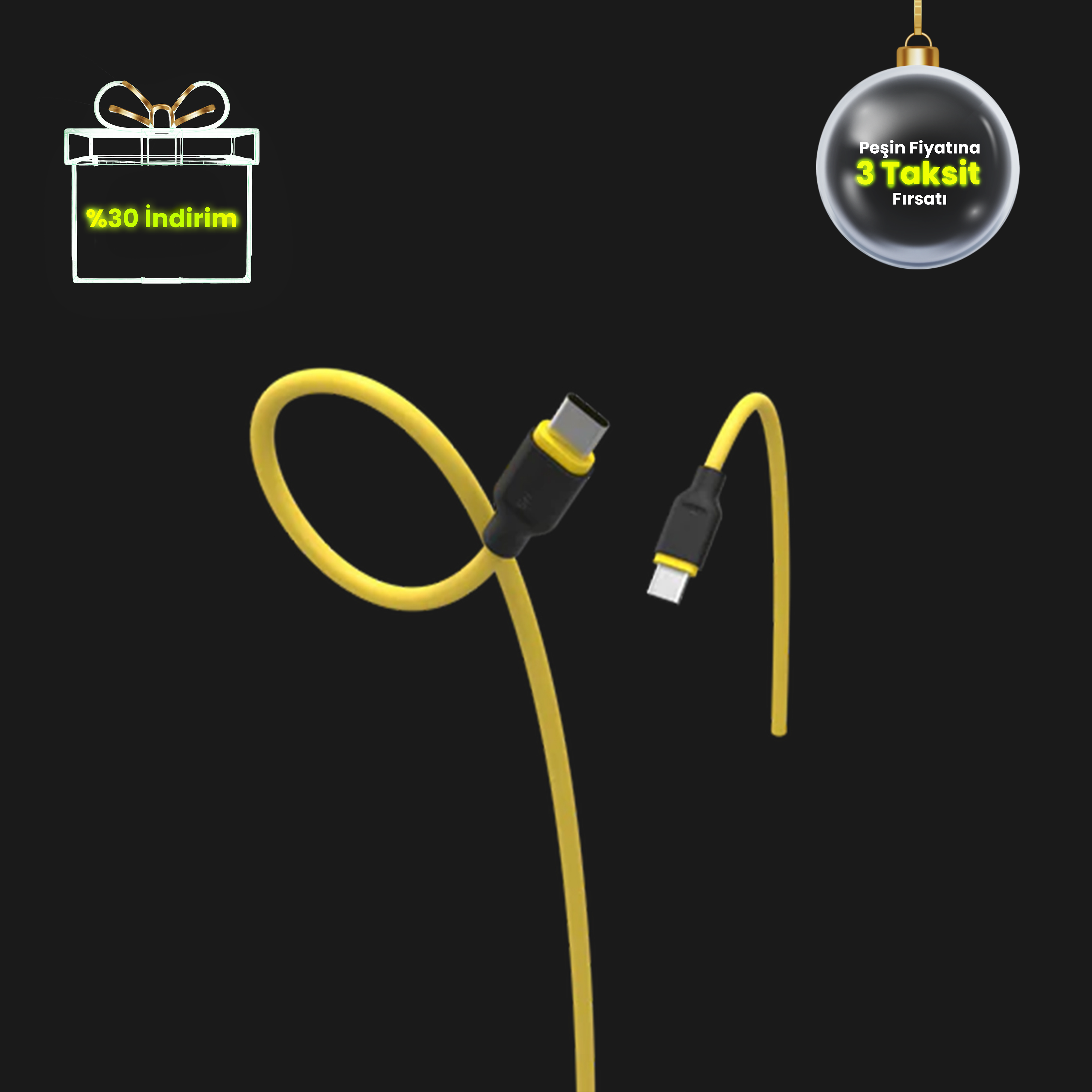 Phantom USB-C to USB-C 100W Ekstra Elastik Hızlı Şarj Kablosu