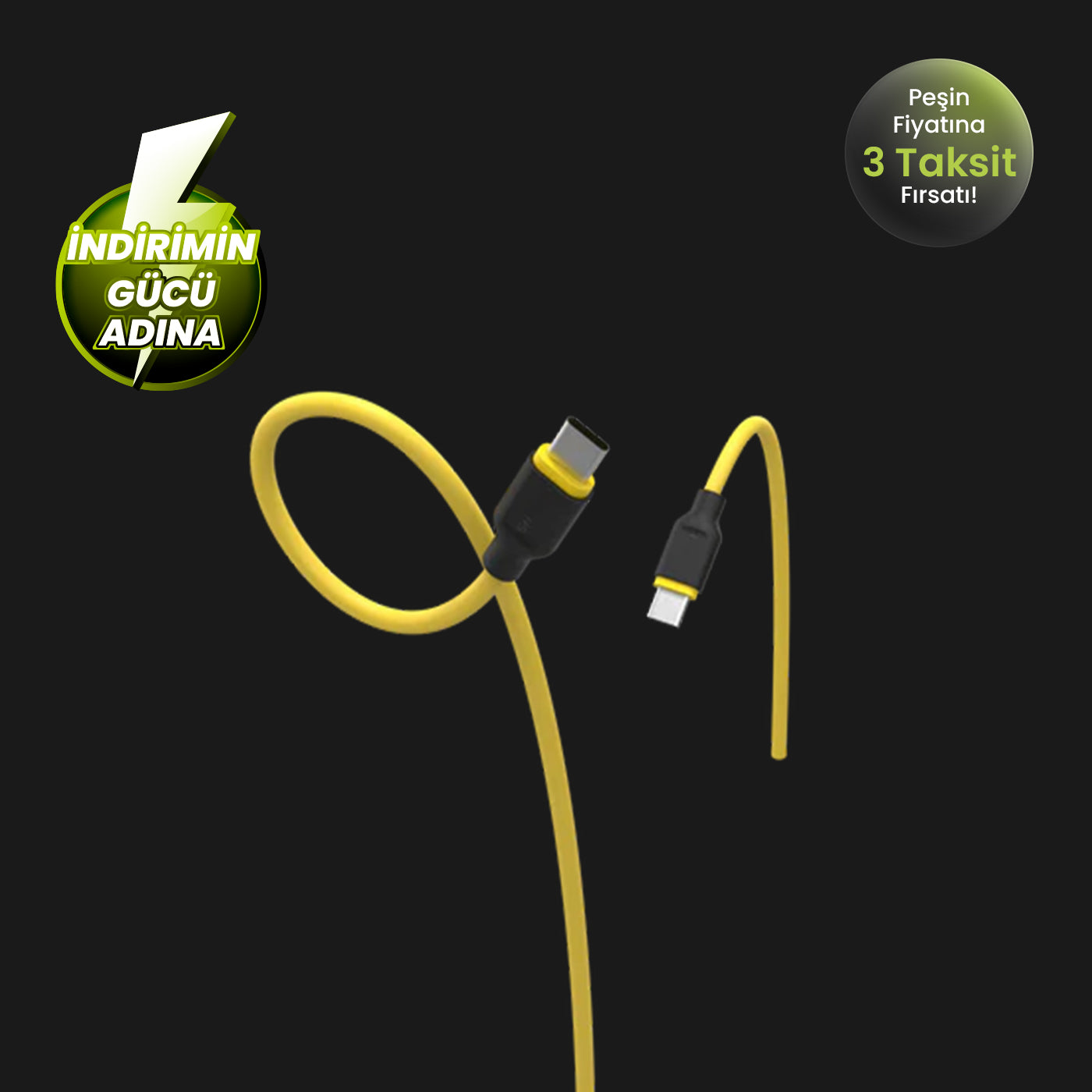 Phantom USB-C to USB-C 100W Ekstra Elastik Hızlı Şarj Kablosu