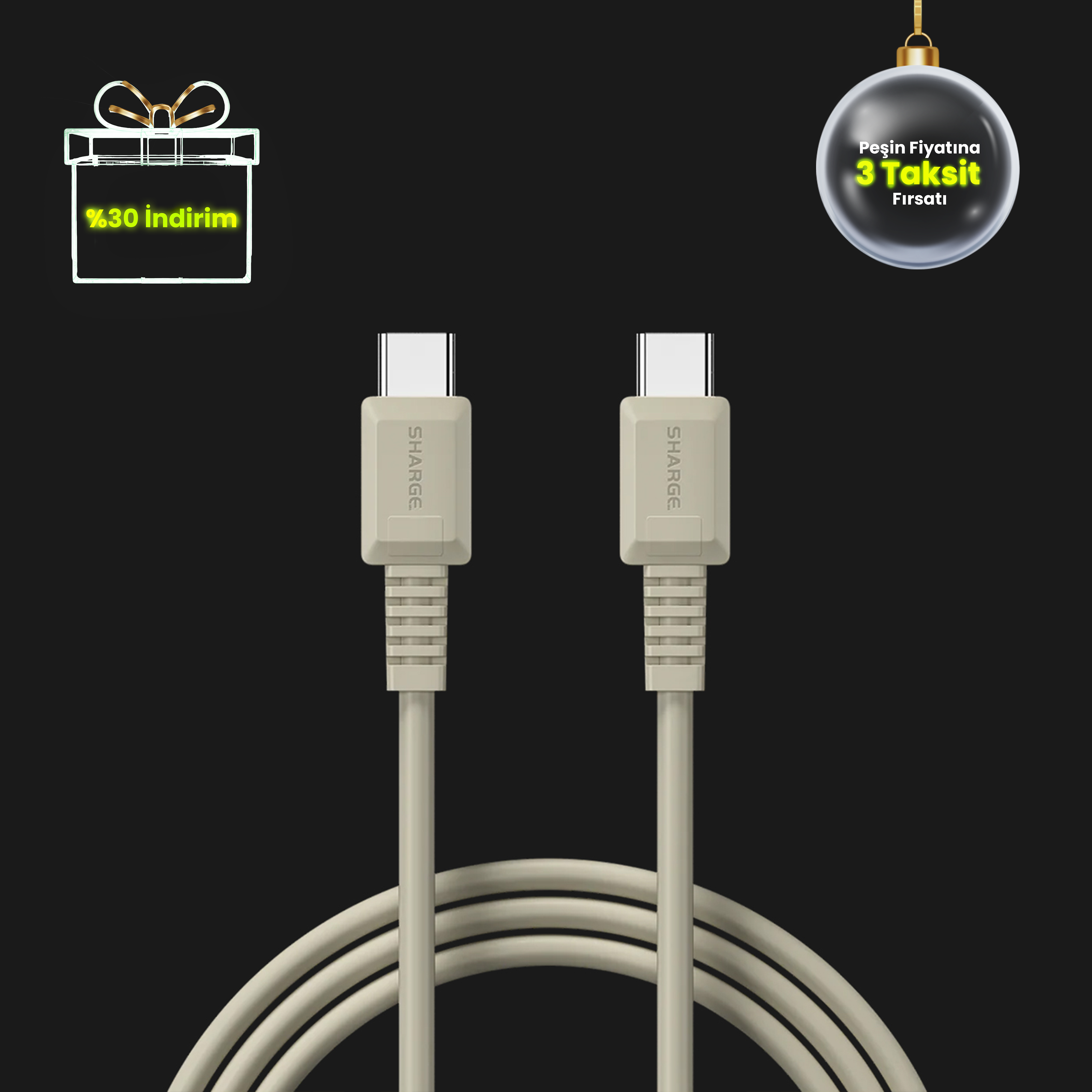 Retro USB-C to USB-C 100W Hızlı Şarj Kablosu