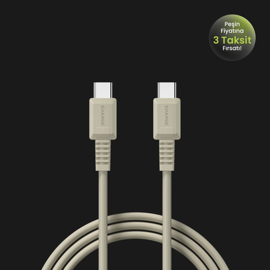 Sharge Retro USB-C to USB-C 100W Hızlı Şarj Kablosu