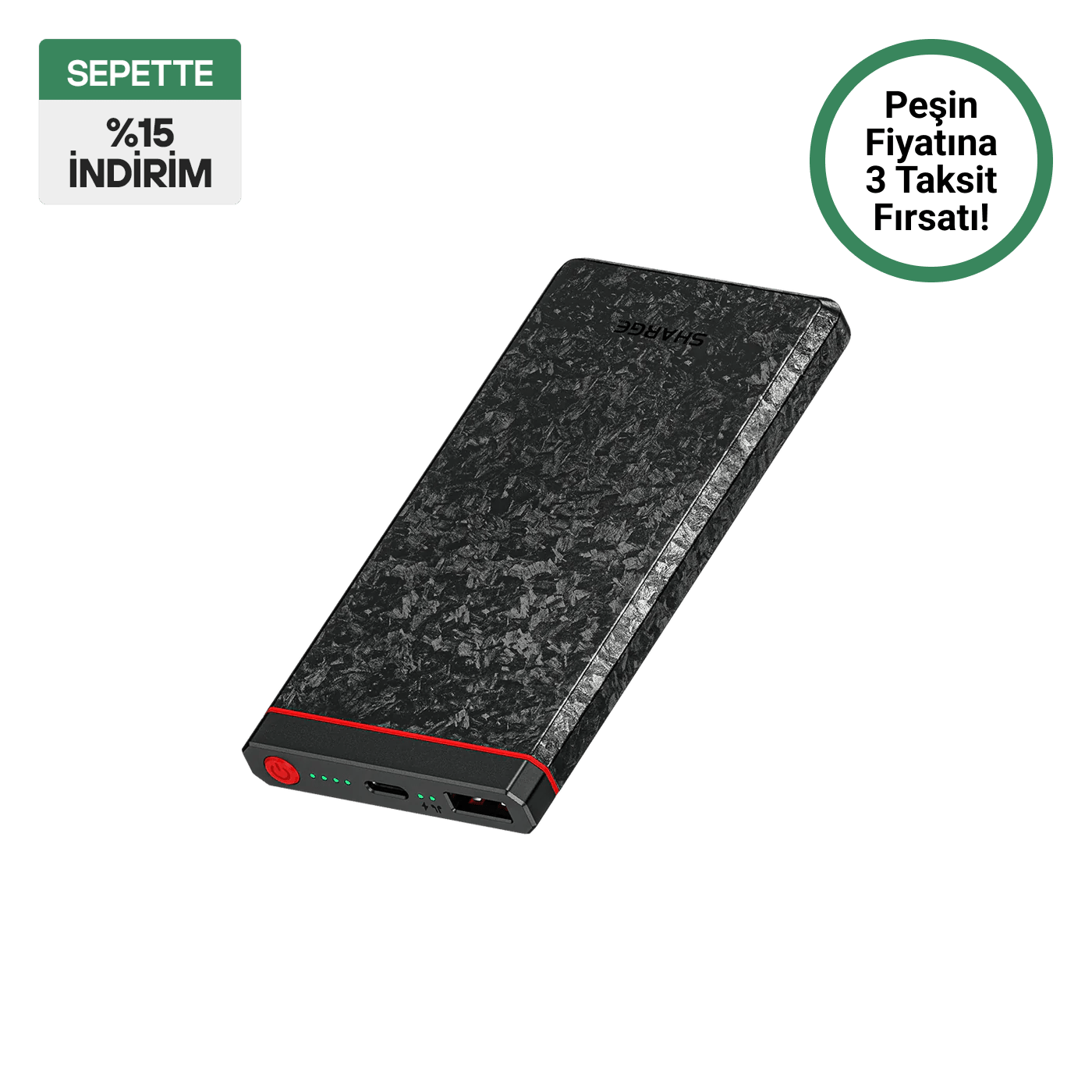 Sharge CarbonBlade 10.000mAh ultra hafif powerbank