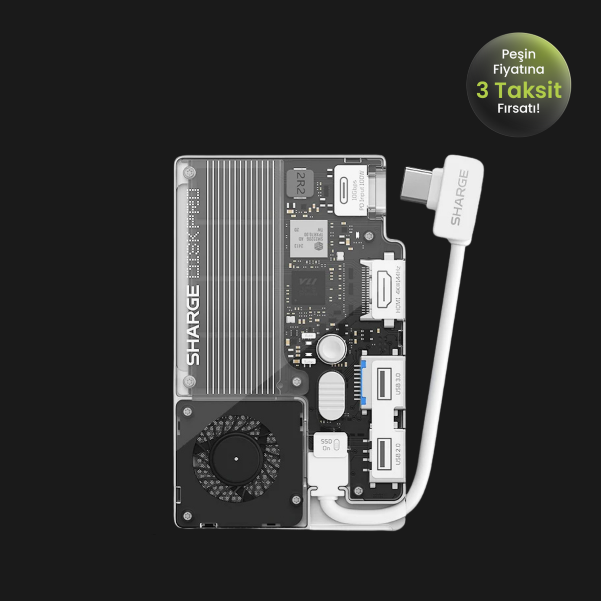 Sharge Disk Pro ( 5'i 1 arada, 10 Gbps, 4TB'a kadar, Aktif Soğutma)