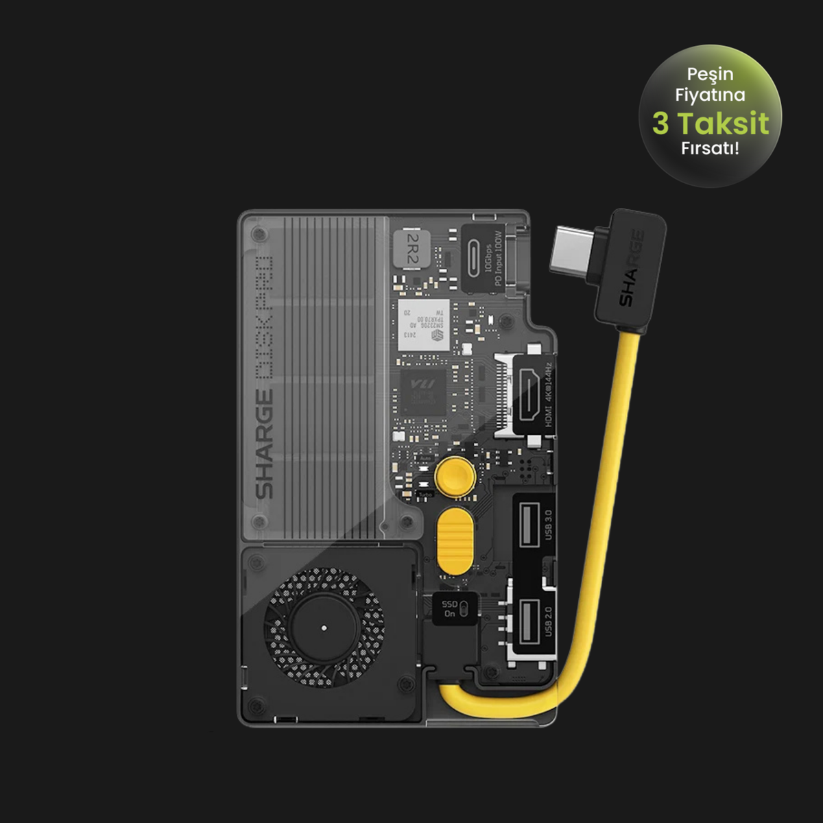 Sharge Disk Pro ( 5'i 1 arada, 10 Gbps, 4TB'a kadar, Aktif Soğutma)