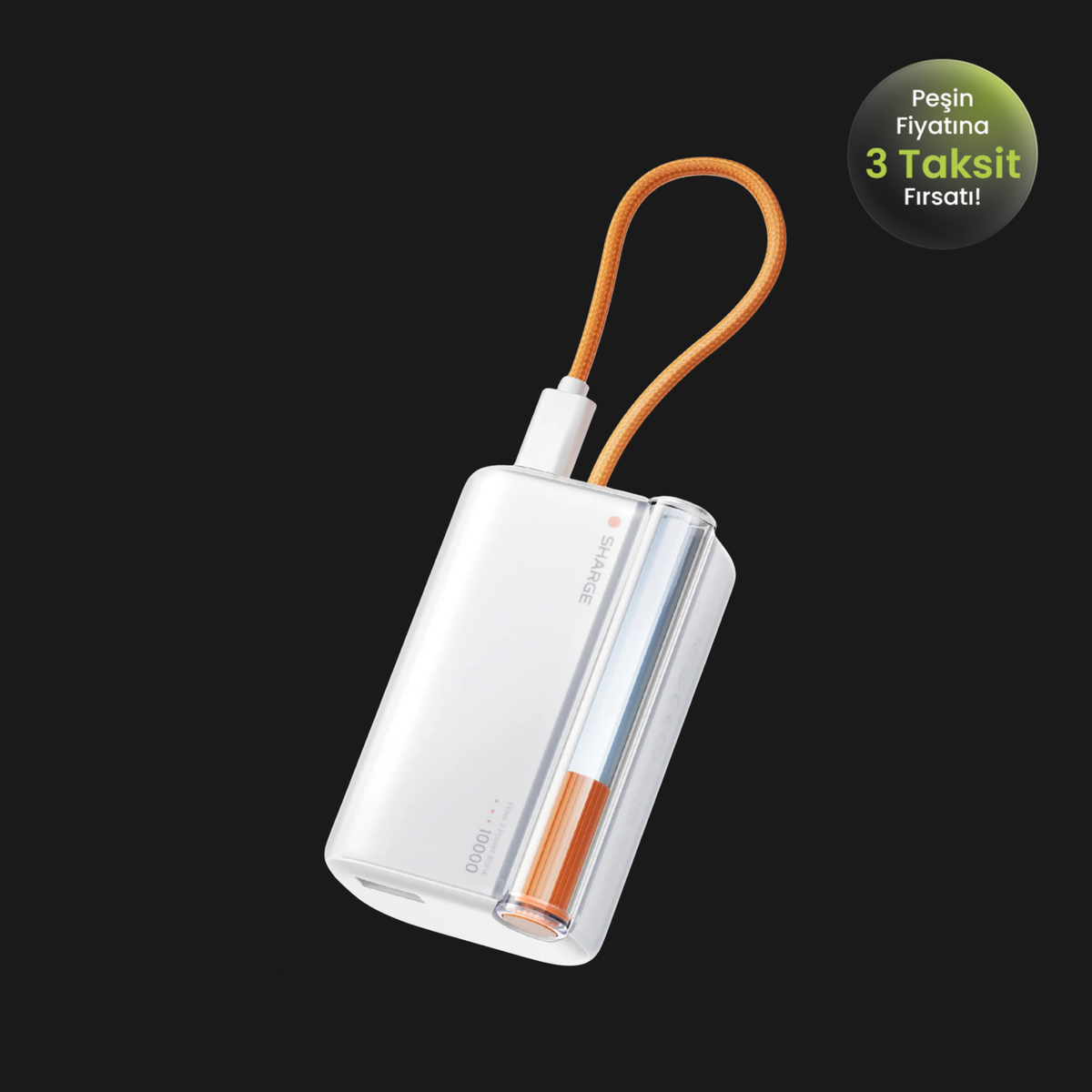 Sharge Flow 3 - Powerbank 10.000mAh 45W Dahili Kablolu
