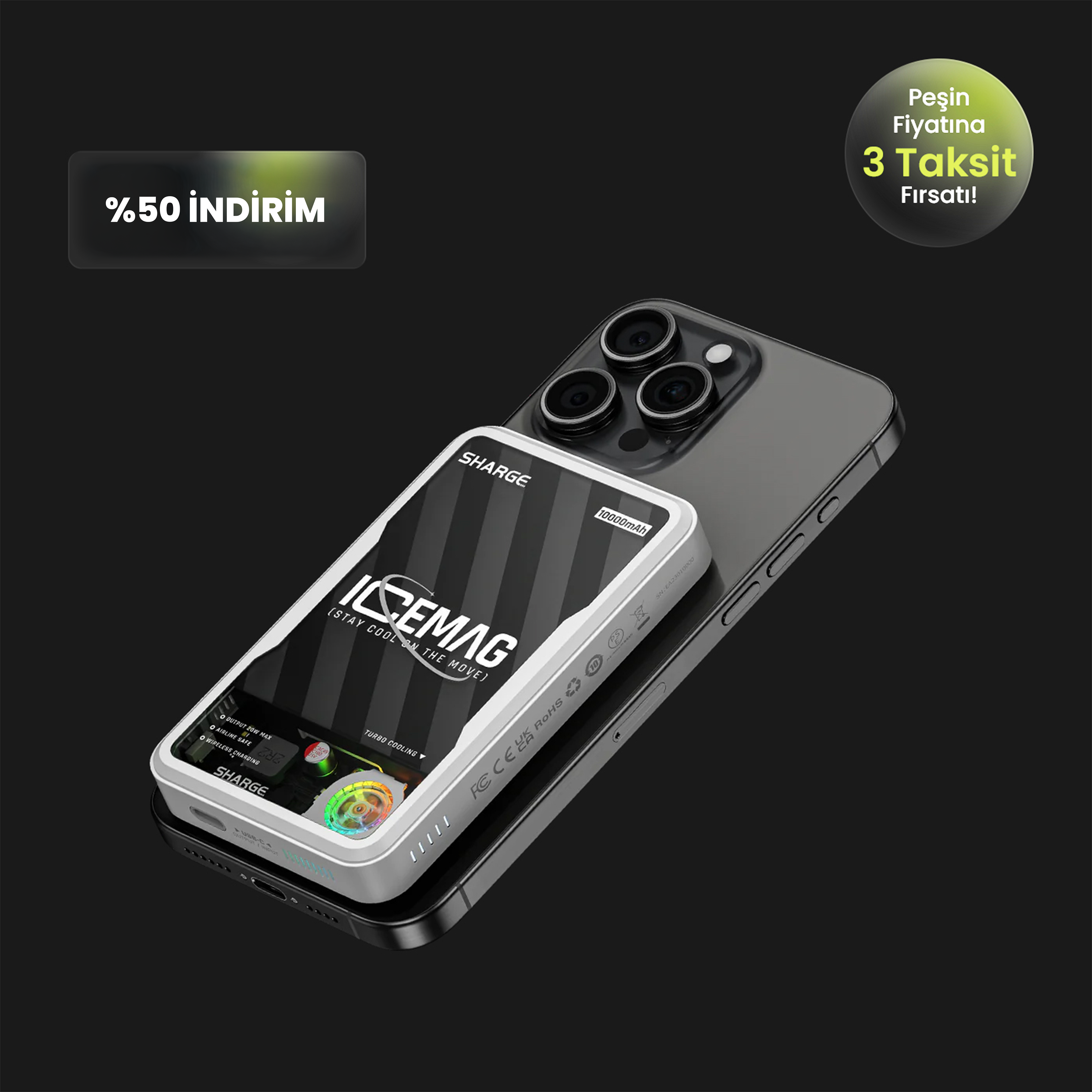 ICEMAG - Aktif Soğutmalı Manyetik Kablosuz PowerBank