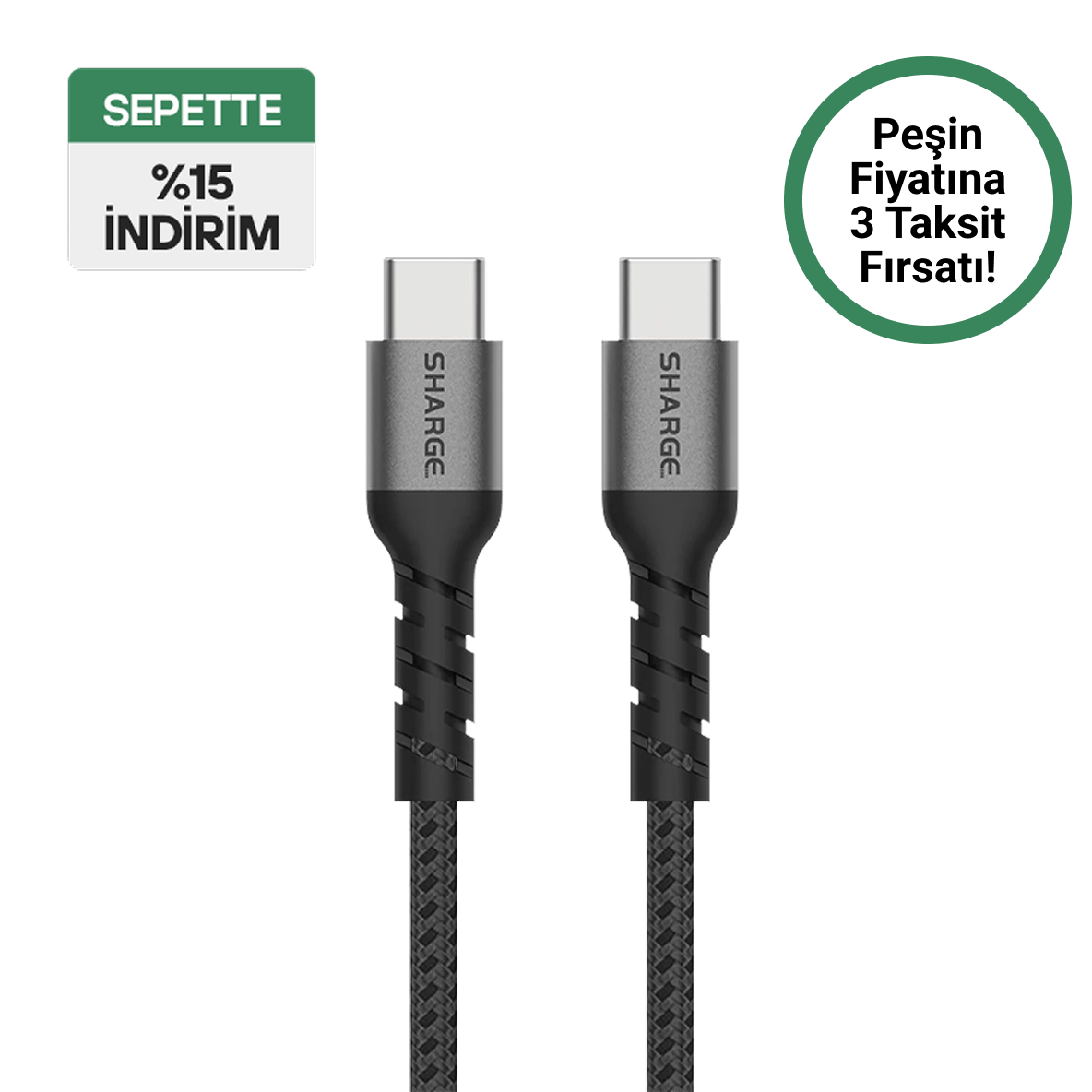Sharge Örgülü USB-C Kablo - C 240W Hızlı Şarj Kablosu - Sharge Türkiye