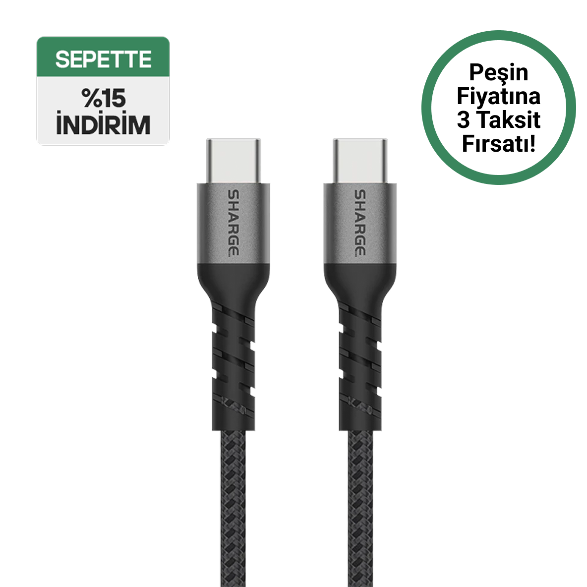 Örgülü USB-C to USB-C 240W Hızlı Şarj Kablosu