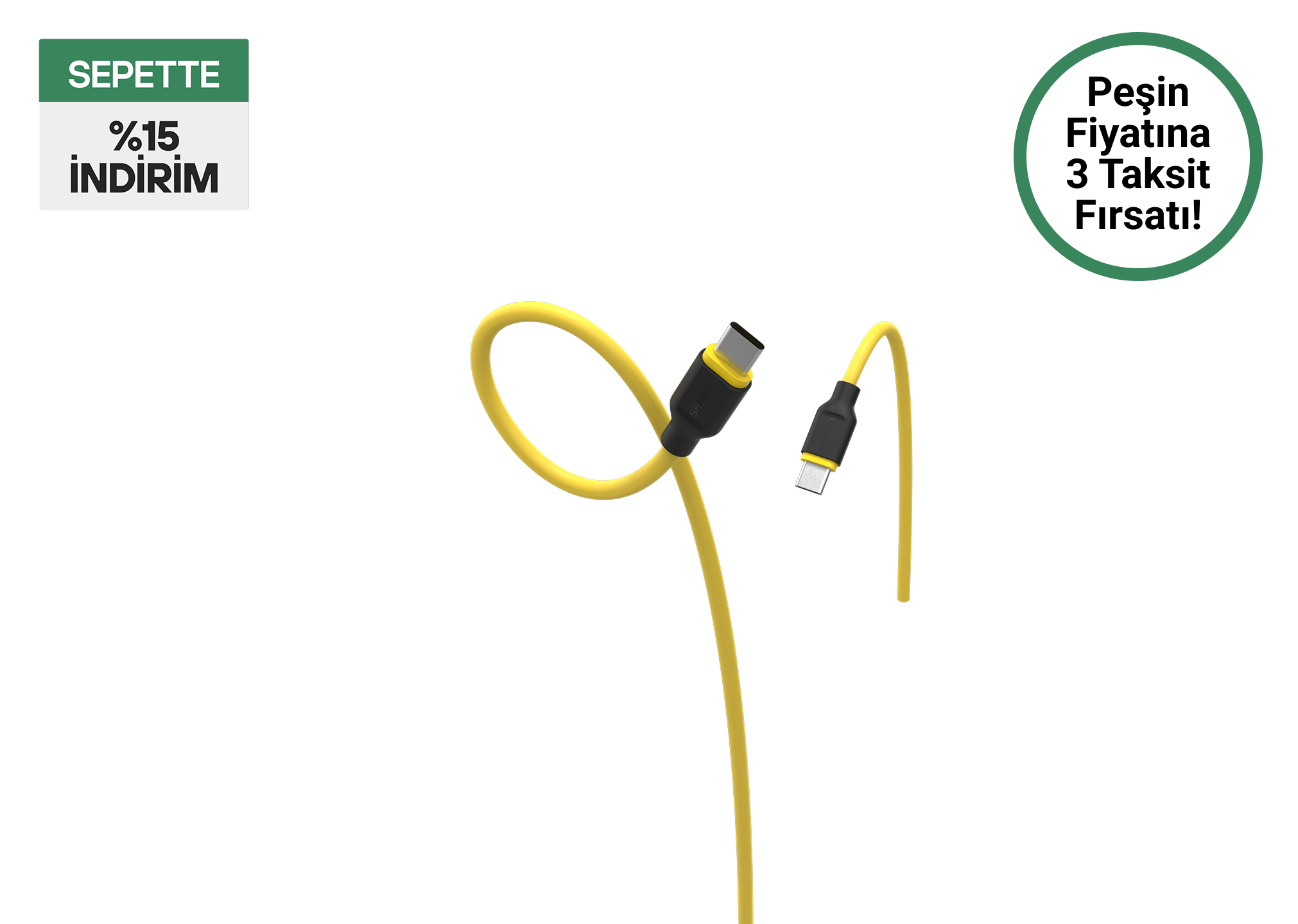 Phantom USB - C to USB - C 100W Ekstra Elastik Hızlı Şarj Kablosu - Sharge Türkiye