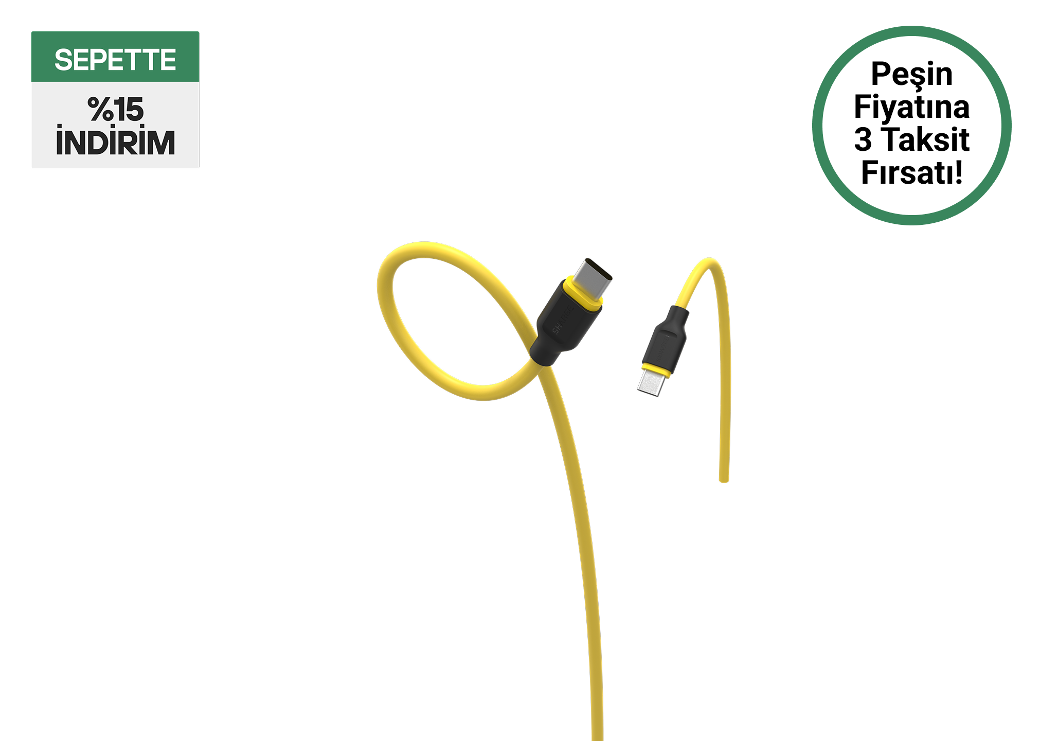 Phantom USB-C to USB-C 100W Ekstra Elastik Hızlı Şarj Kablosu